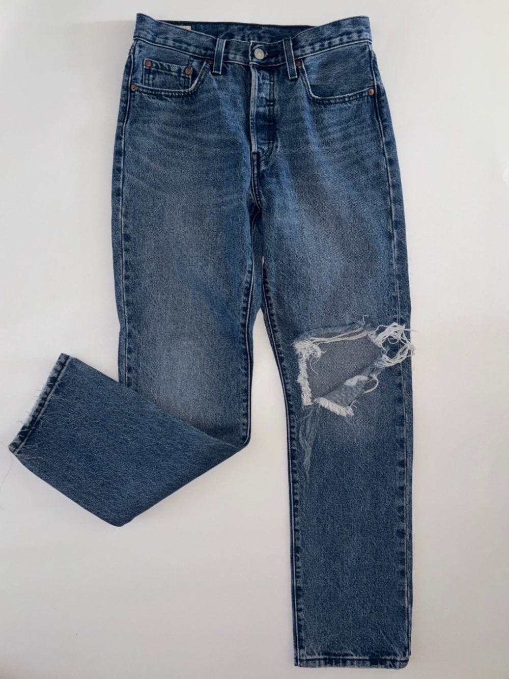 Levi's Premium 501 Original Jeans Distressed Knee Size W28